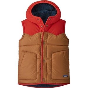 Patagonia Reversible Bivy Hooded Vest- Orange and Tan - Wmn's Small or Kid's XXL